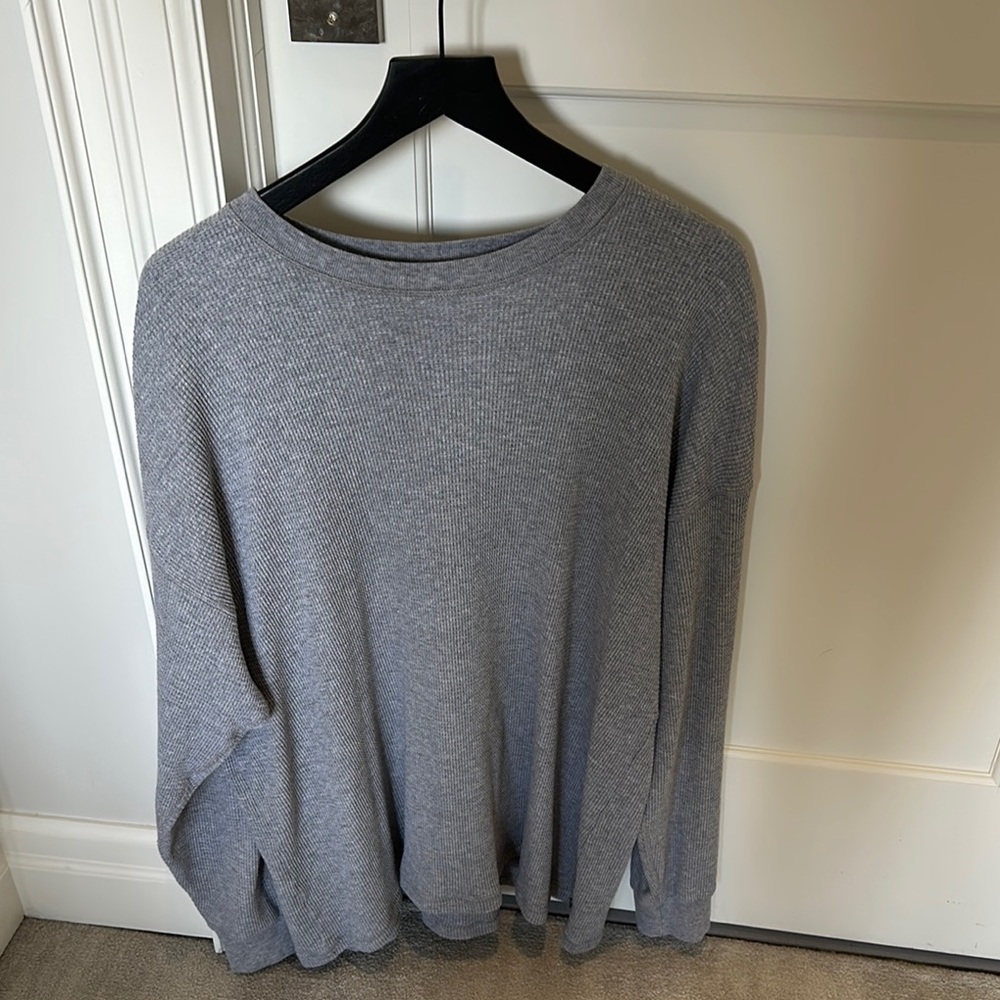 TNA Gray Long Sleeve Tee Waffle